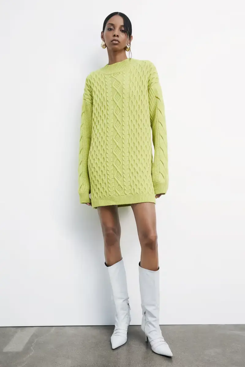 Maglione oversize intrecciato Verde