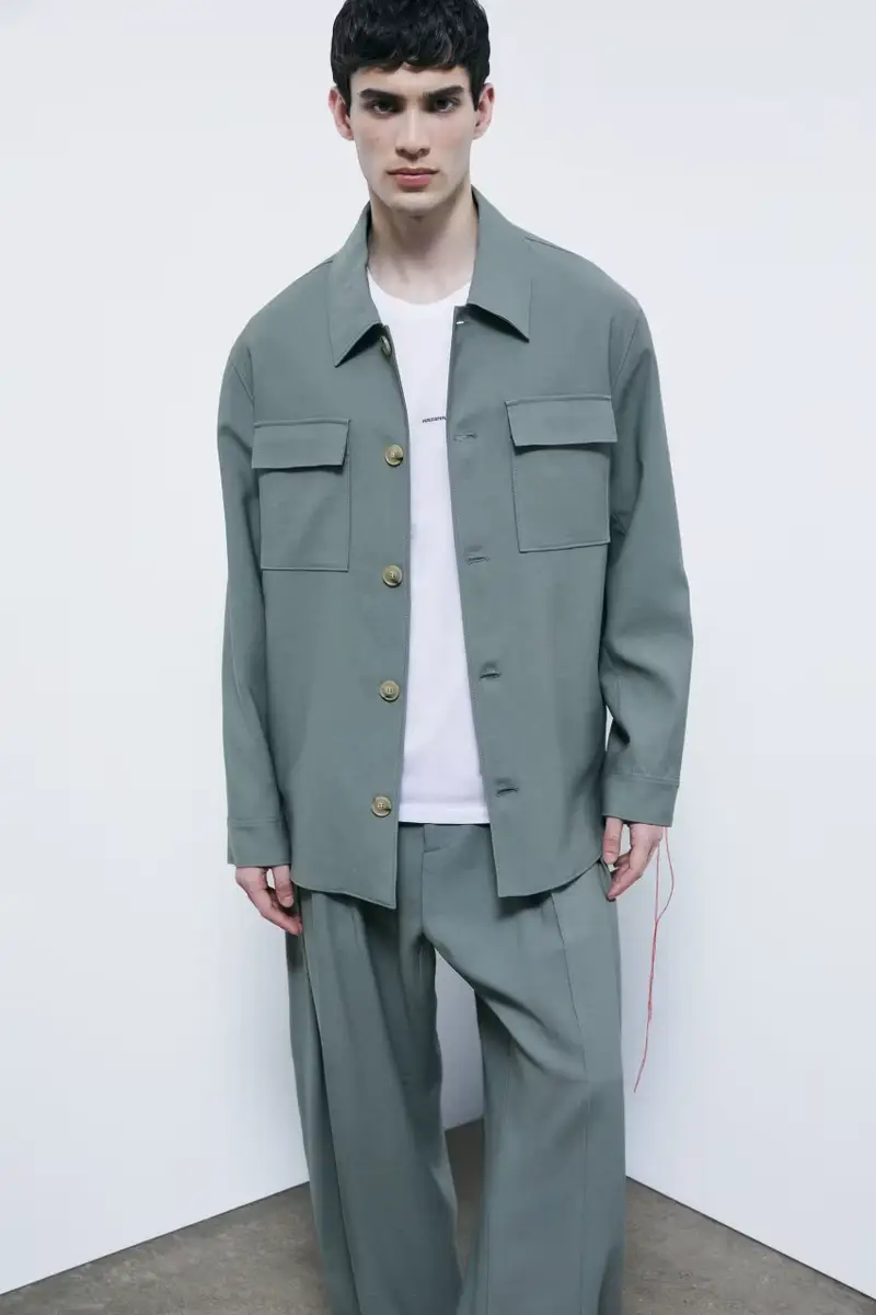 Overshirt in tessuto fluido Verde