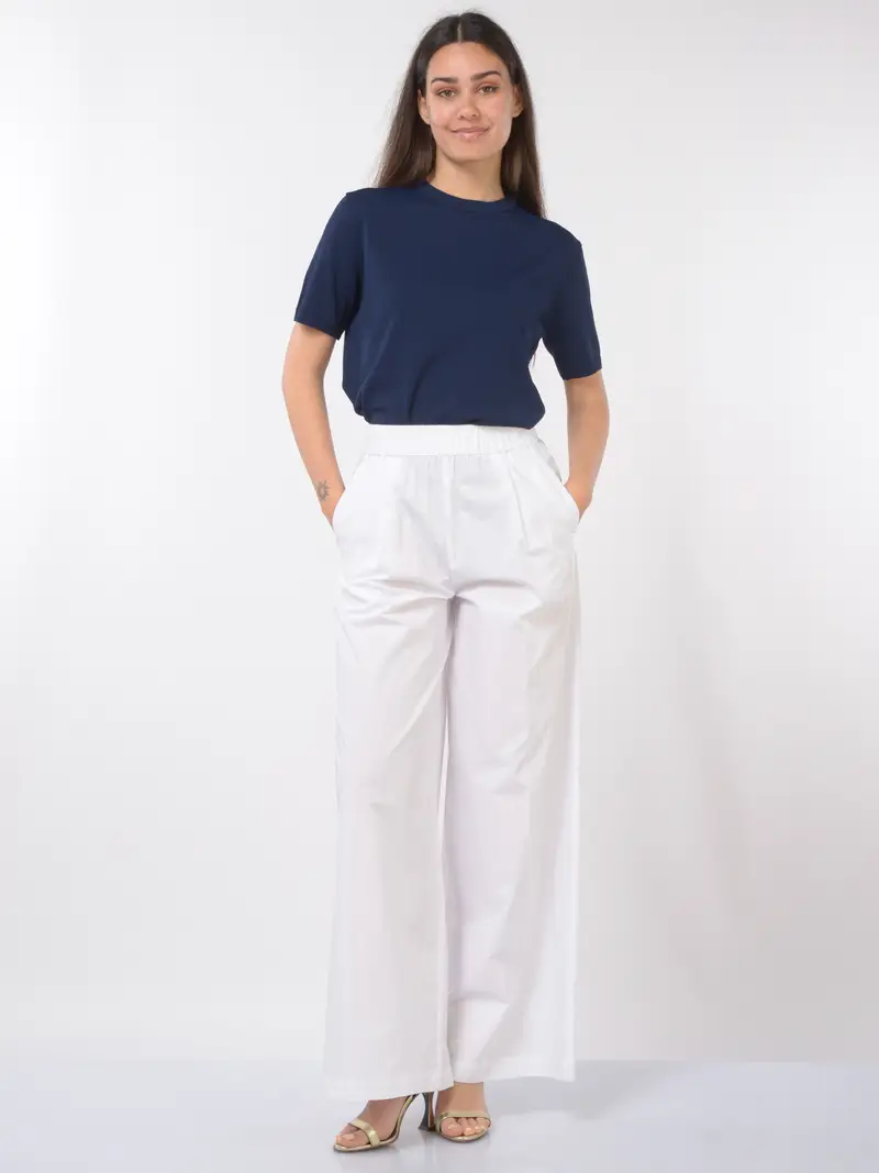 pantalone da donna Patrizia Pepe ampio con elastico Bianco miniatura 2