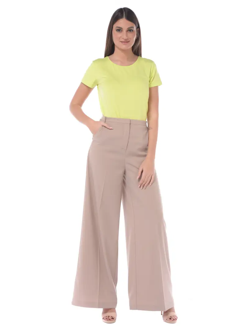 pantalone da donna Patrizia Pepe ampio in tessuto fluido BEIGE miniatura 2