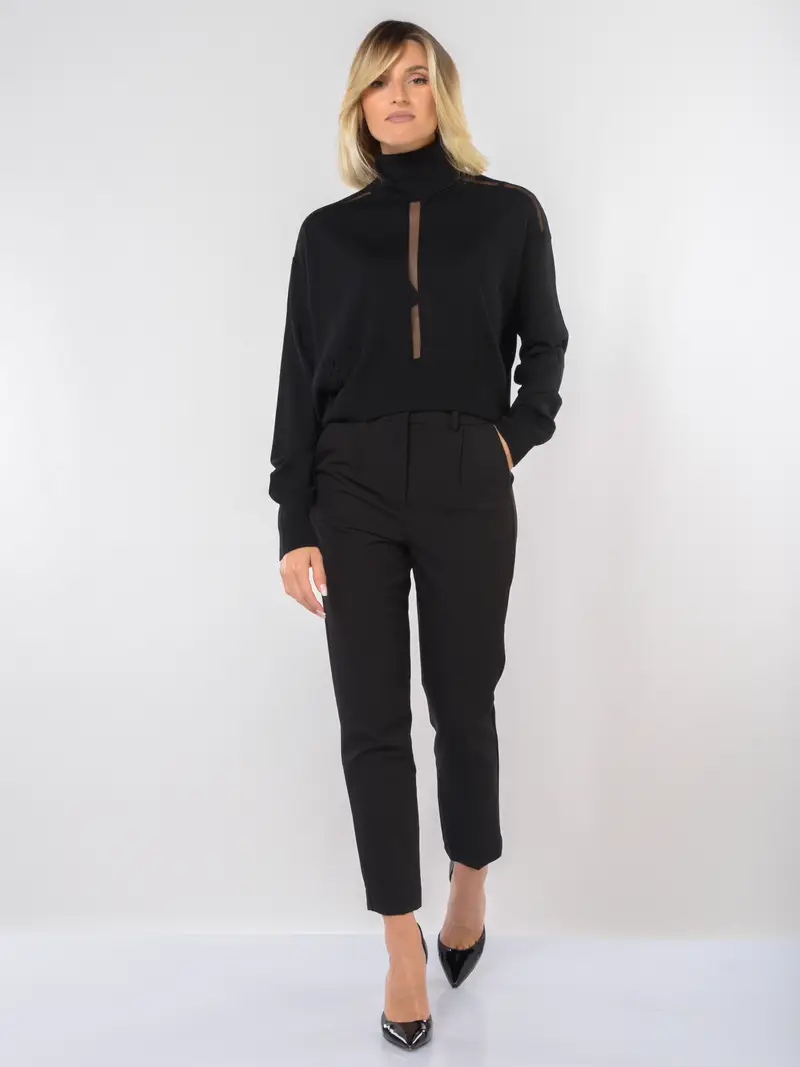 pantalone da donna Patrizia Pepe con pinces e spacco NERO miniatura 2