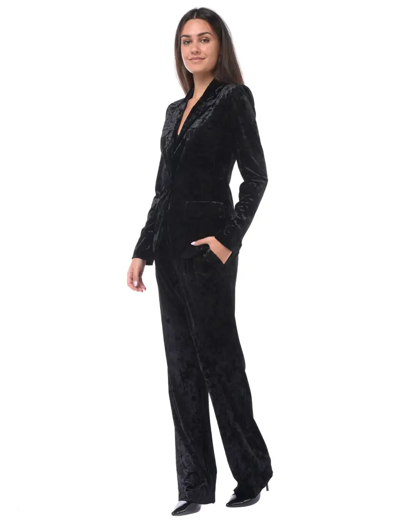 pantalone da donna Patrizia Pepe fluido in velluto NERO miniatura 2