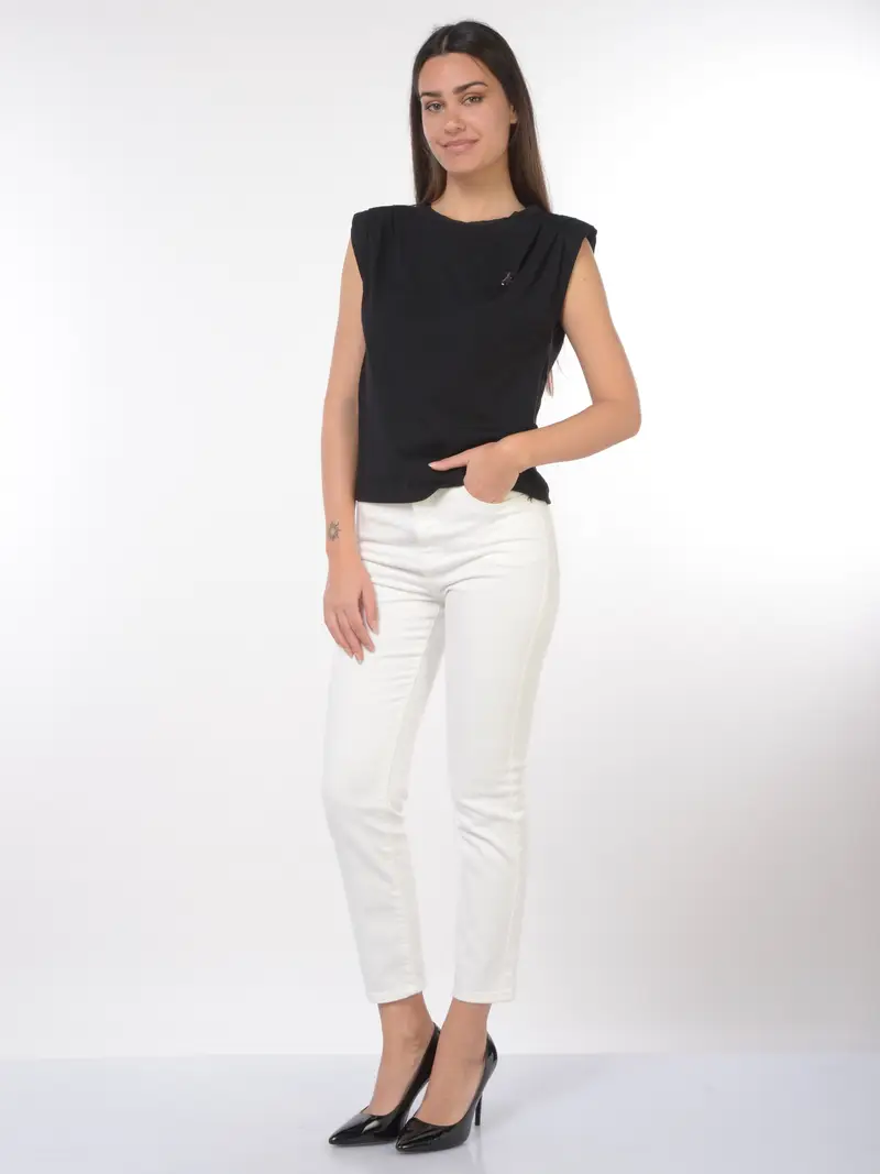 pantalone da donna Patrizia Pepe mom fit in bull di cotone Bianco miniatura 2