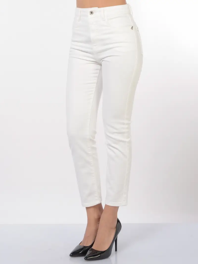 pantalone da donna Patrizia Pepe mom fit in bull di cotone Bianco