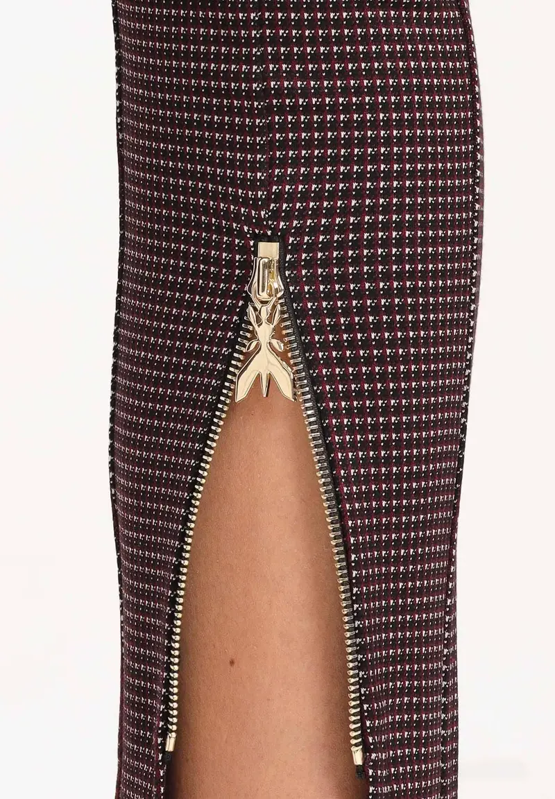 Pantalone elegante bordeaux da donna con microfantasia miniatura 3