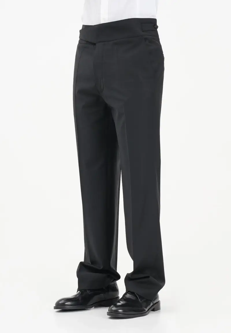 Pantalone elegante nero da uomo con cintura alta