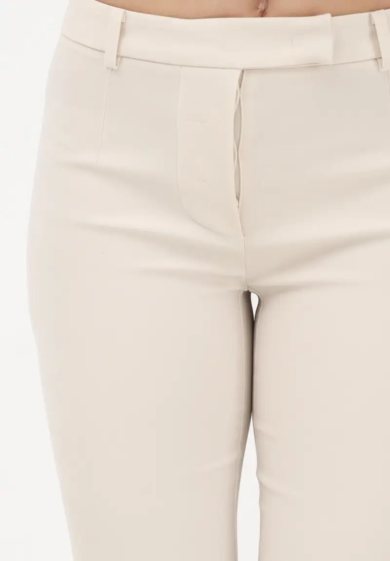 Pantalone elegante panna da donna in crêpe miniatura 3