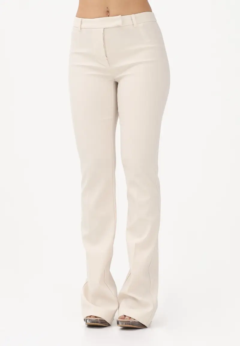 Pantalone elegante panna da donna in crêpe