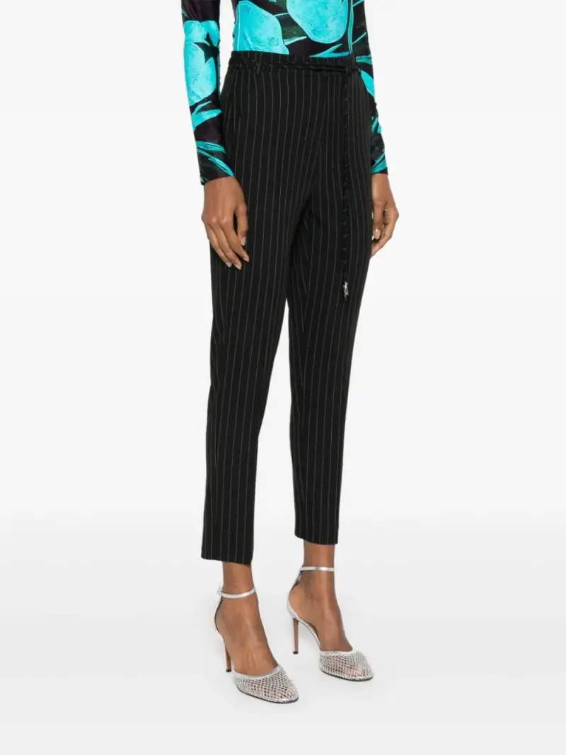 Pantalone nero gessato cintura logata miniatura 3