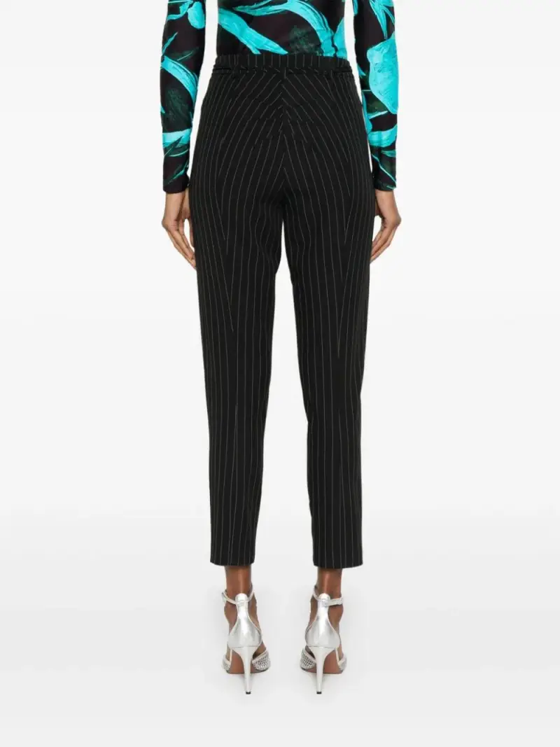 Pantalone nero gessato cintura logata miniatura 2