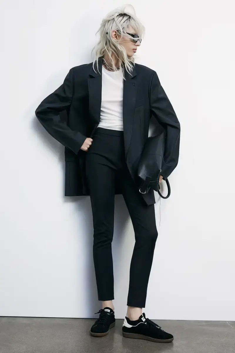 Pantalone slim alla caviglia Nero