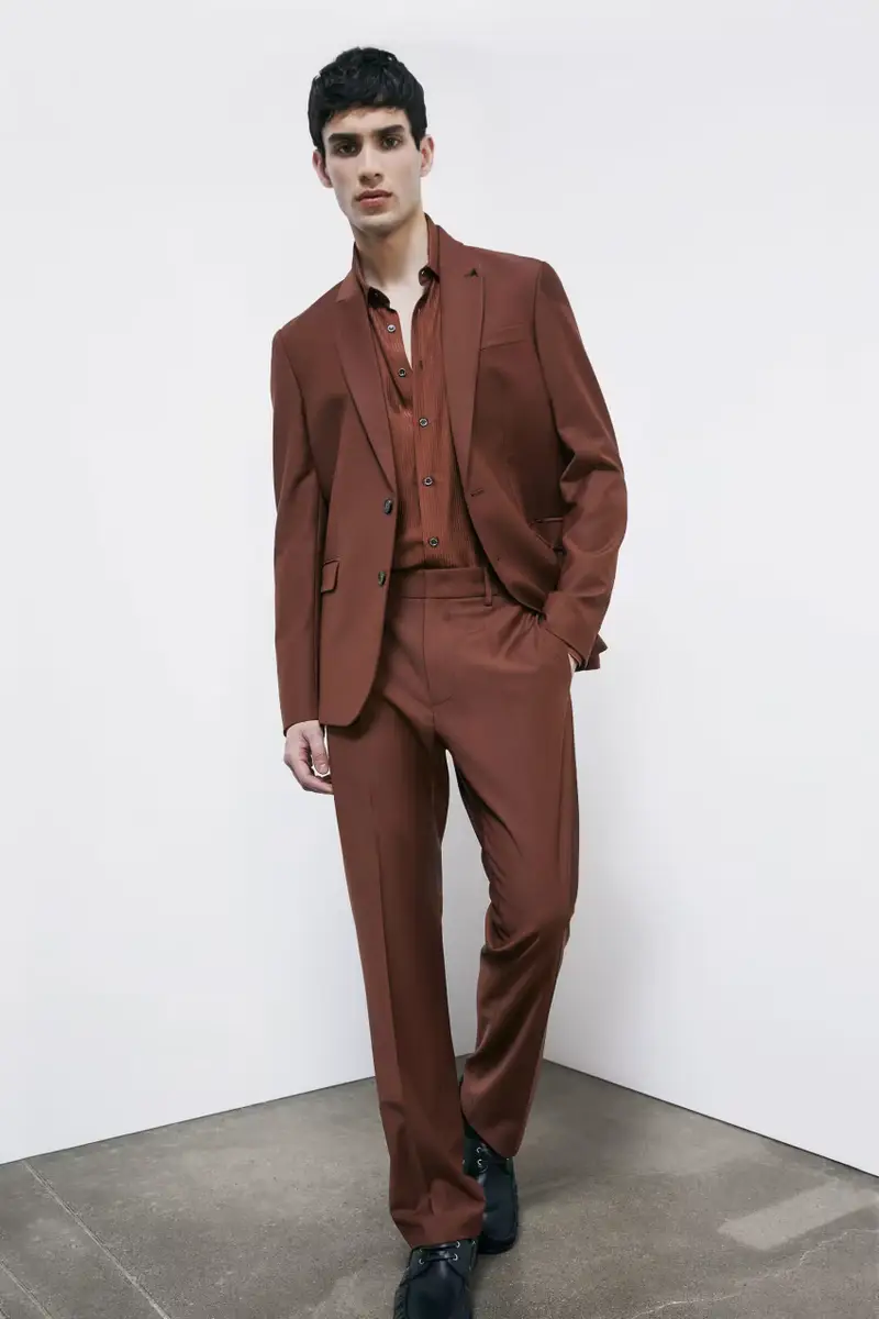 Pantaloni a sigaretta in frescolana Marrone