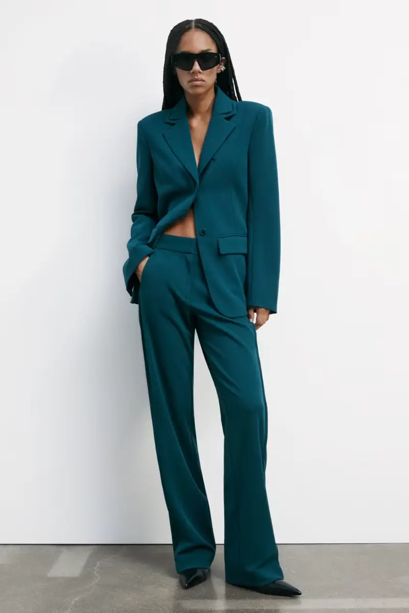 Pantaloni ampi con nervature Verde