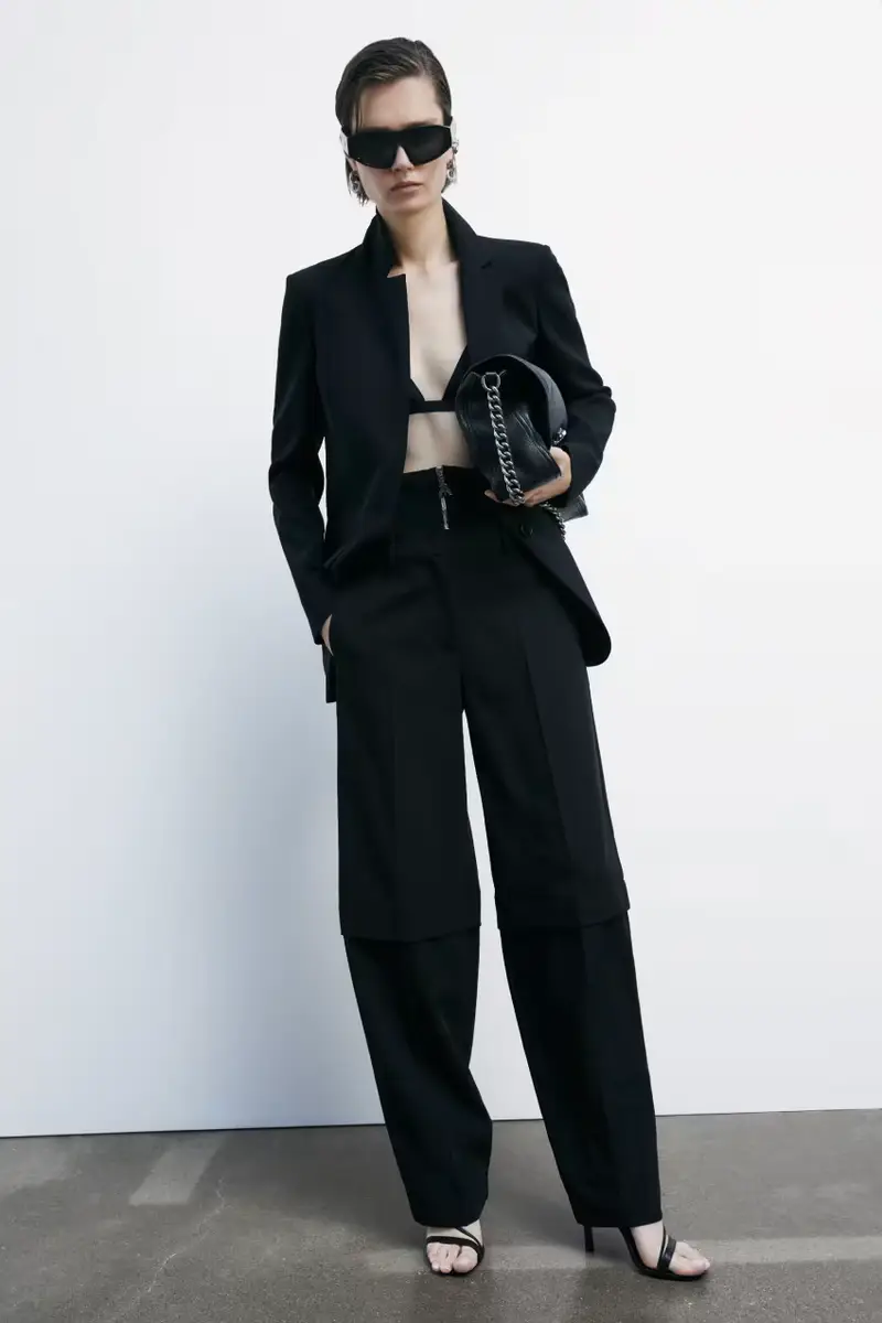 Pantaloni baggy con corsetto Nero