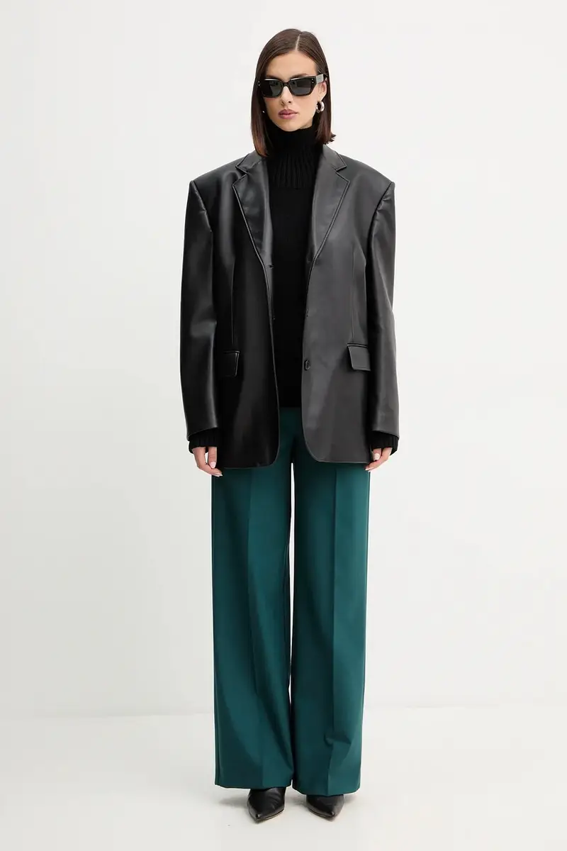 pantaloni con lana colore verde 2P1707 A475 Turchese miniatura 2