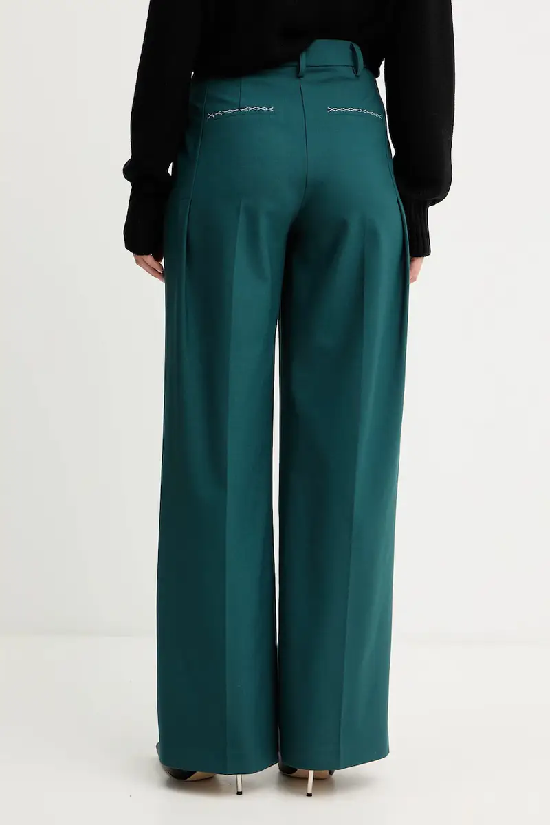 pantaloni con lana colore verde 2P1707 A475 Turchese miniatura 3
