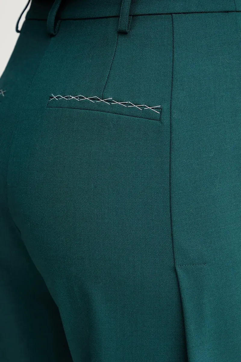 pantaloni con lana colore verde 2P1707 A475 Turchese miniatura 4