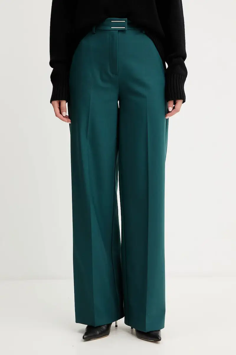 pantaloni con lana colore verde 2P1707 A475 Turchese