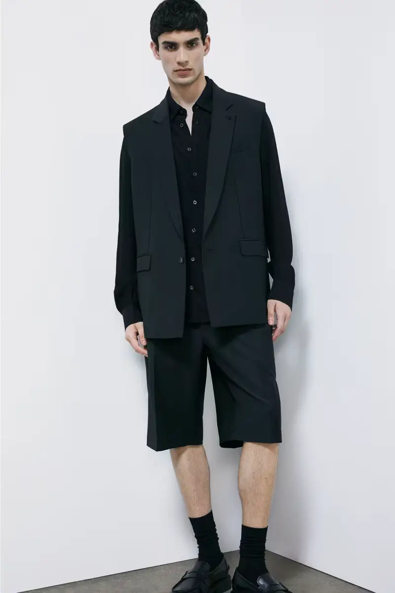 Pantaloni corti in frescolana Nero