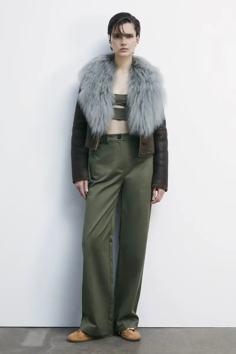 Pantaloni dritti strutturati Verde