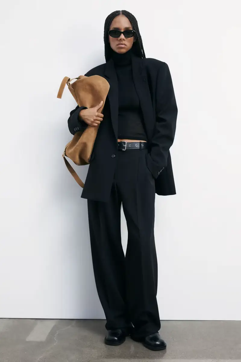 Pantaloni fluidi con pieghe Nero