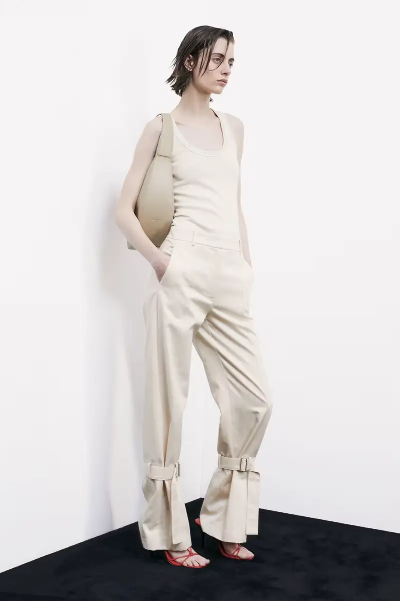 Pantaloni in cotone con cinturini Bianco