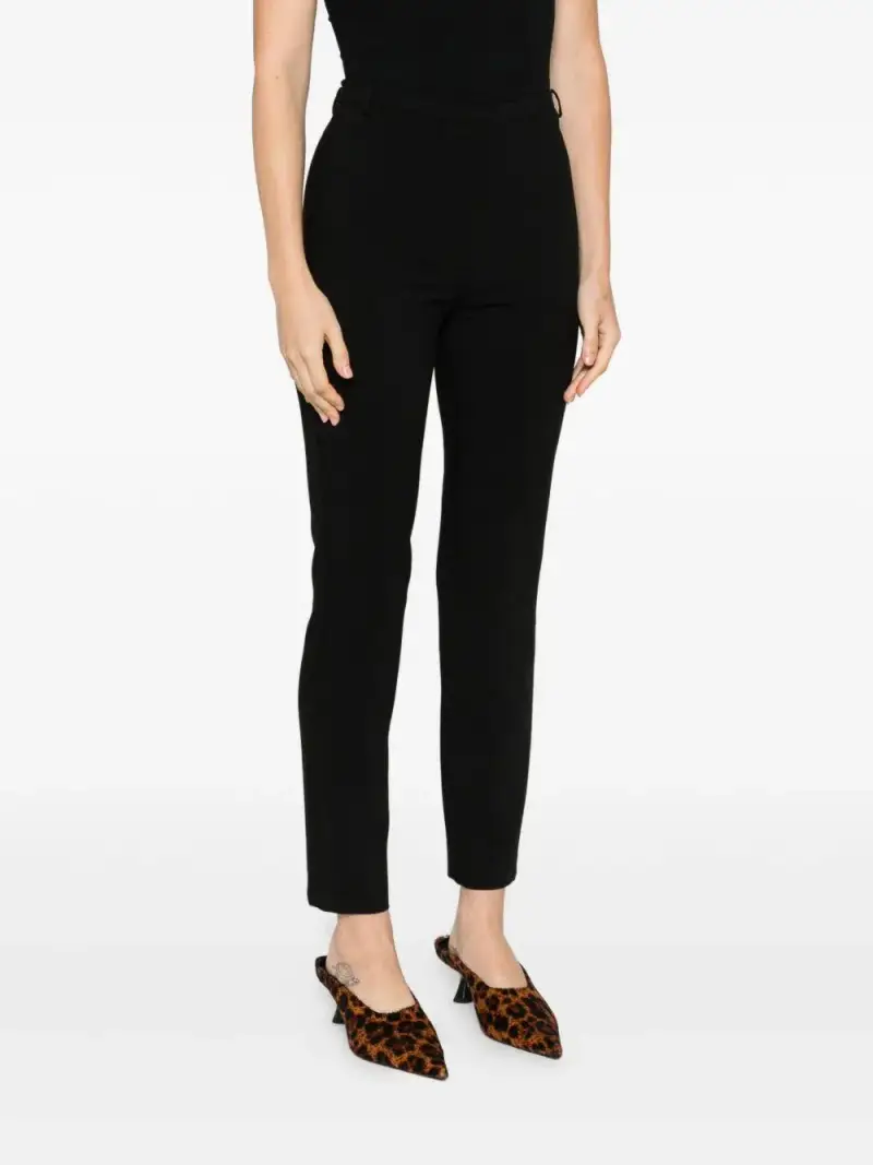 Pantaloni neri in crepe a vita alta Nero miniatura 3