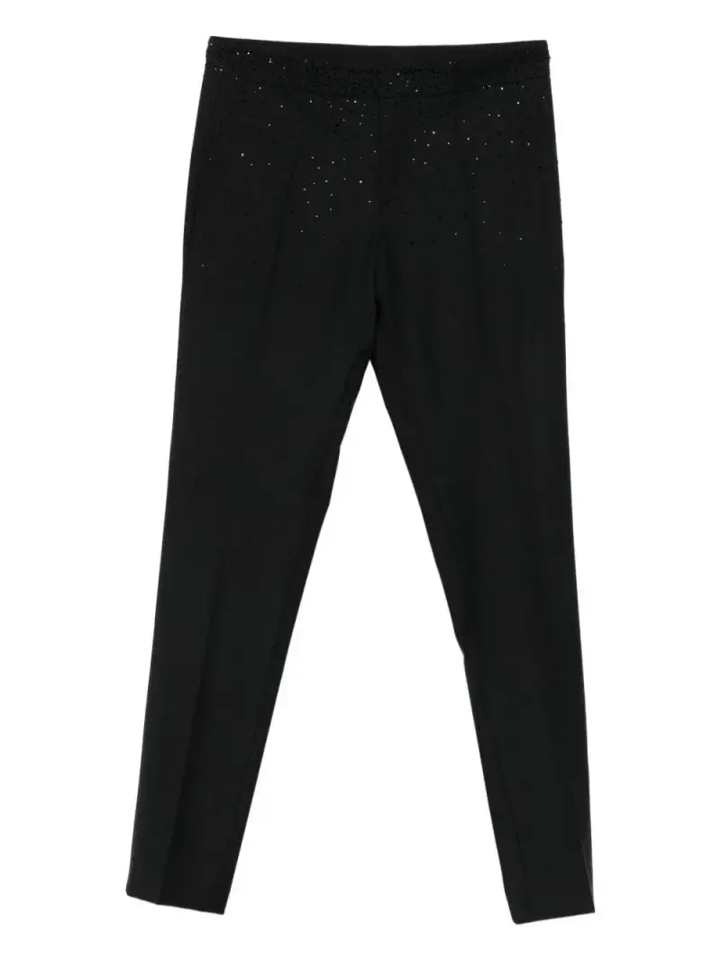 Pantaloni neri slim con strass Nero