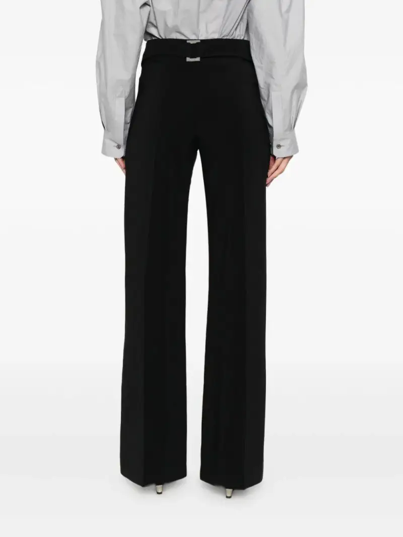 Pantaloni neri svasati con placca logo Nero miniatura 2