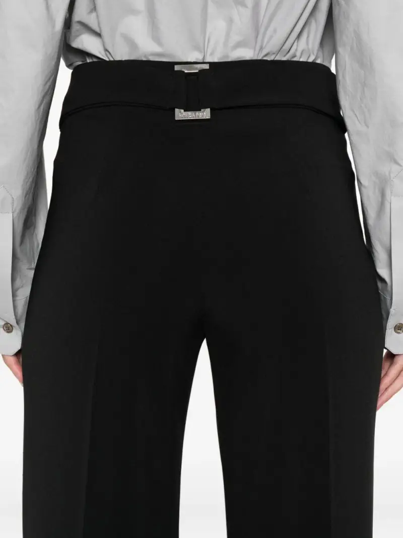 Pantaloni neri svasati con placca logo Nero miniatura 3