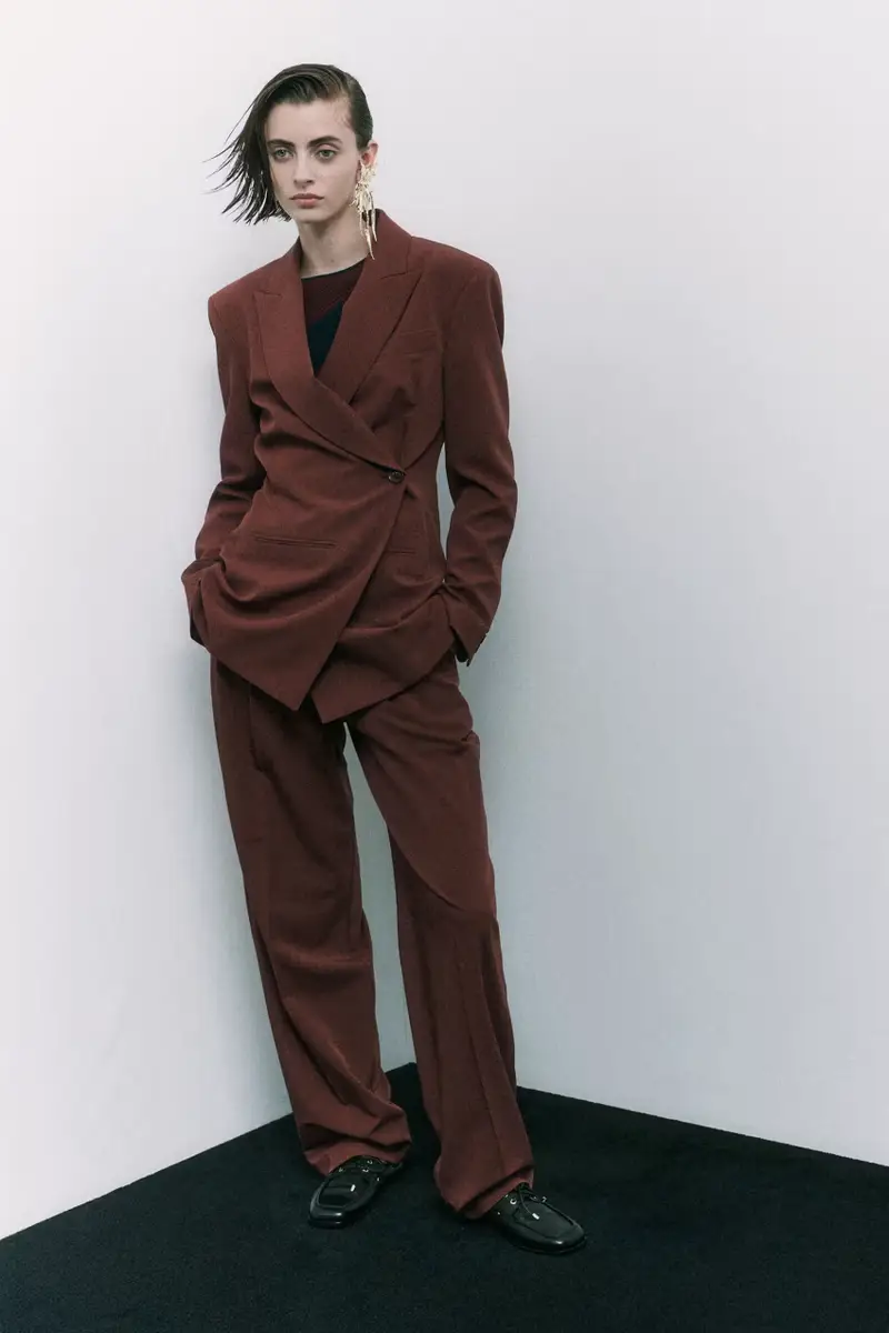 Pantaloni palazzo con pinces Marrone