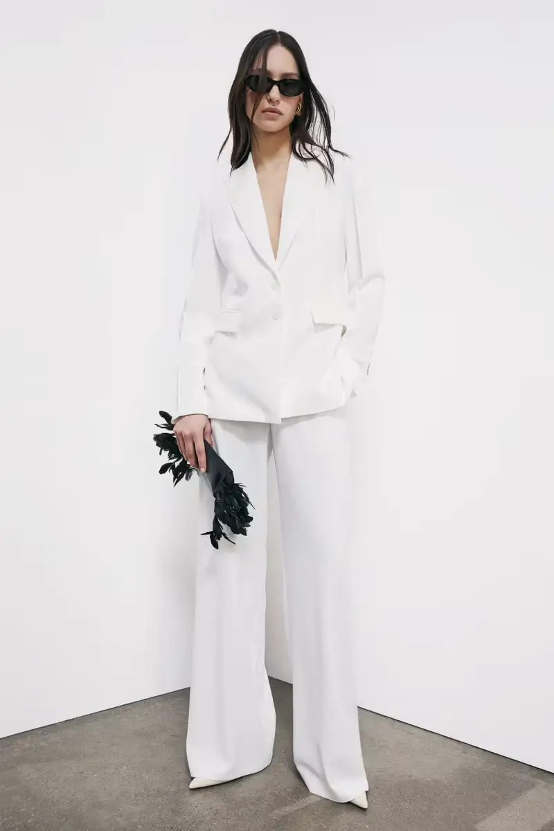 Pantaloni palazzo in crêpe Bianco