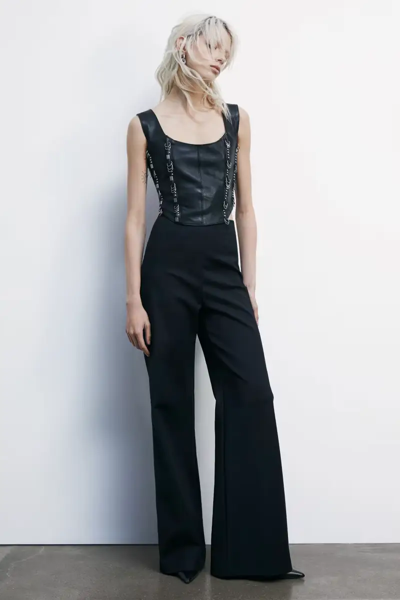 Pantaloni palazzo vita alta Nero