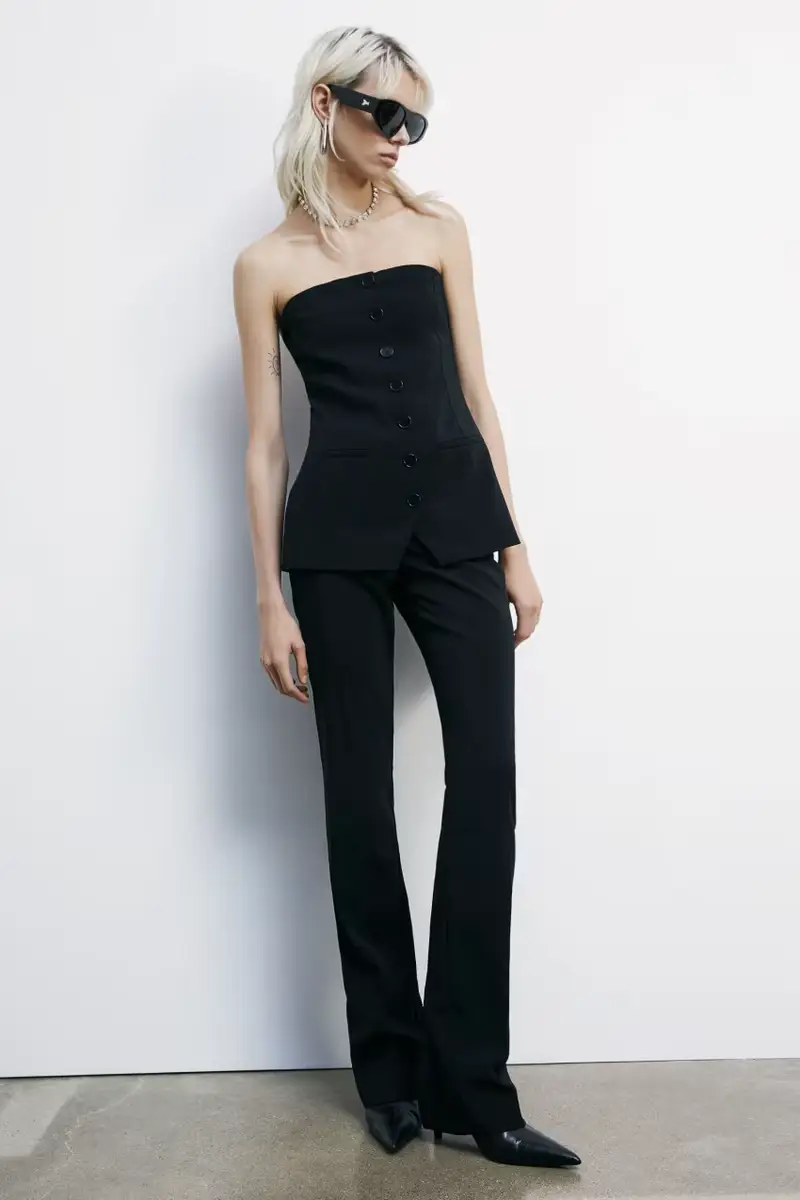 Pantaloni slim in crêpe Nero