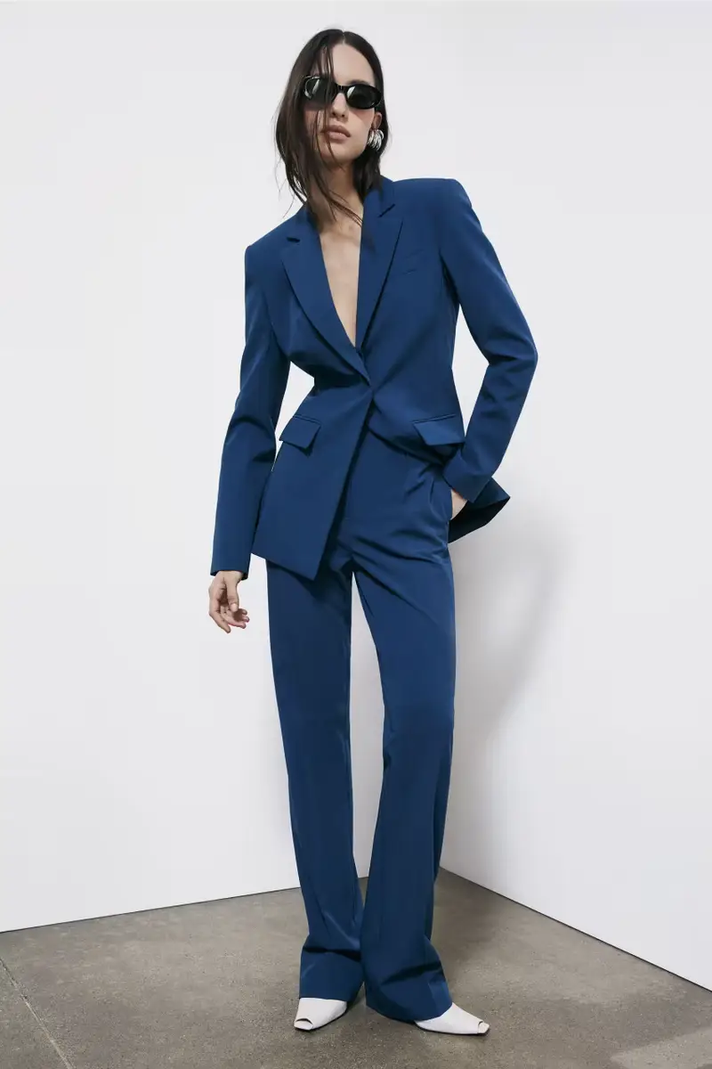 Pantaloni slim in viscosa Blu