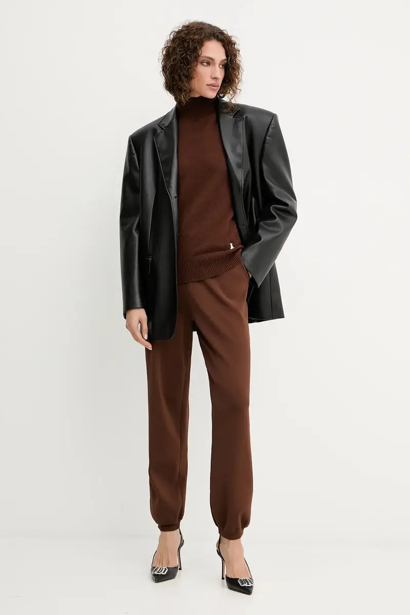 pantaloni tuta donna colore marrone 8P0736 K266 miniatura 2