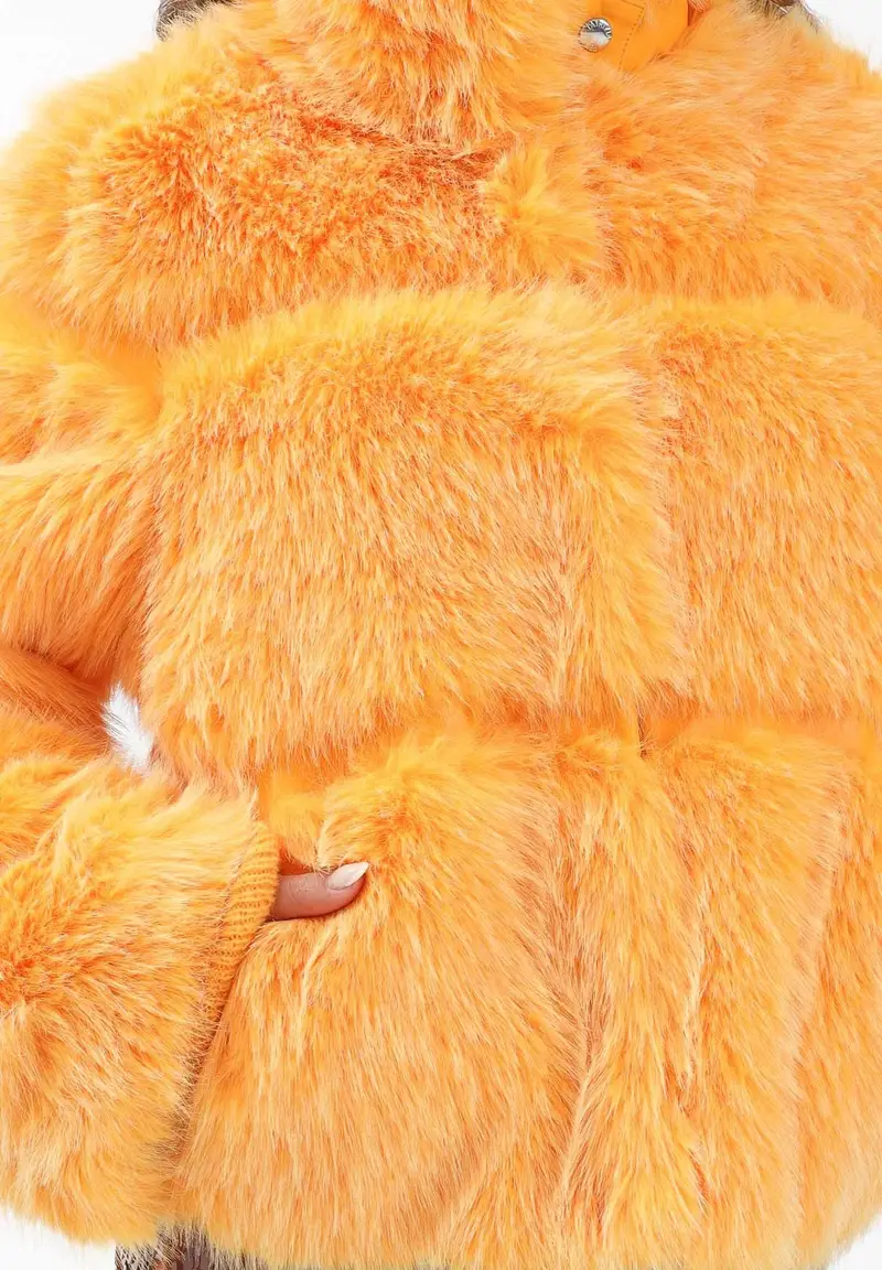 Pelliccia arancione da donna miniatura 3