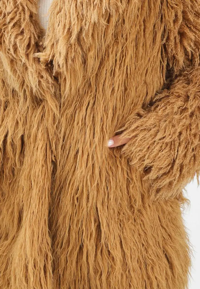 Pelliccia beige da donna miniatura 3