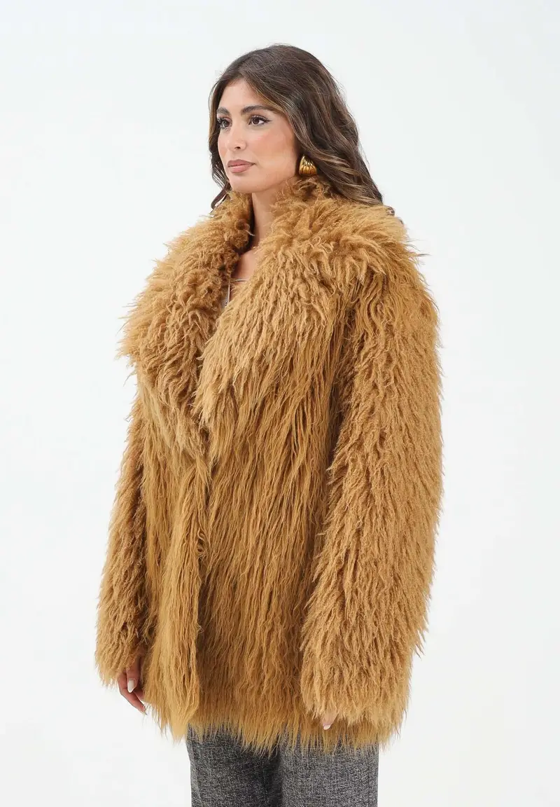 Pelliccia beige da donna