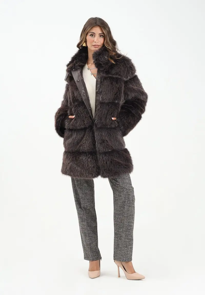 Pelliccia marrone da donna miniatura 2