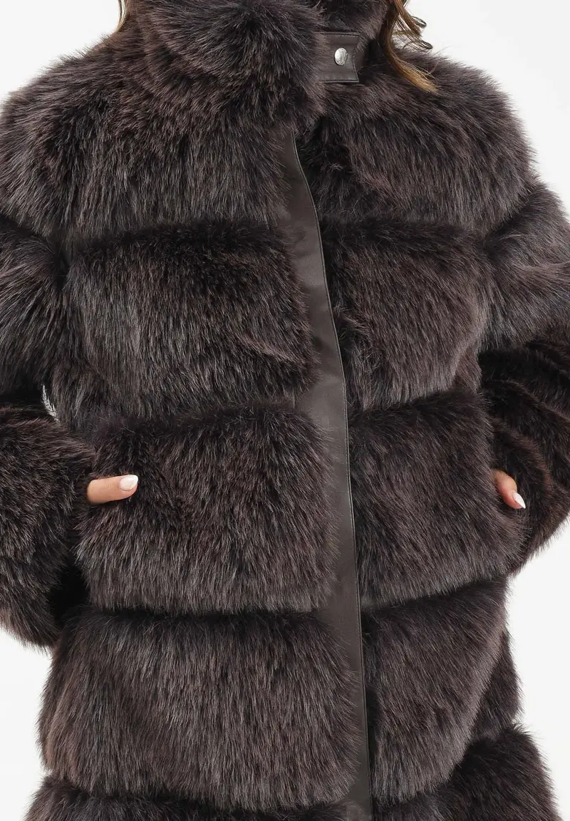 Pelliccia marrone da donna miniatura 3