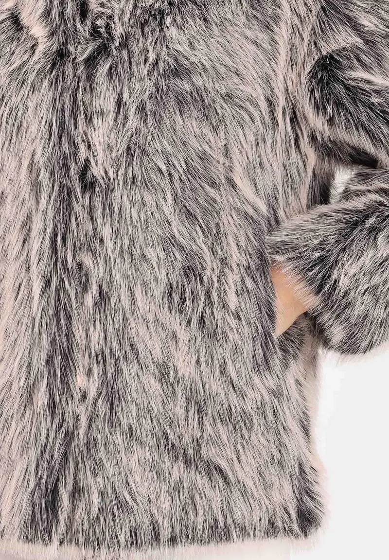 Pelliccia nude e nera da donna miniatura 3