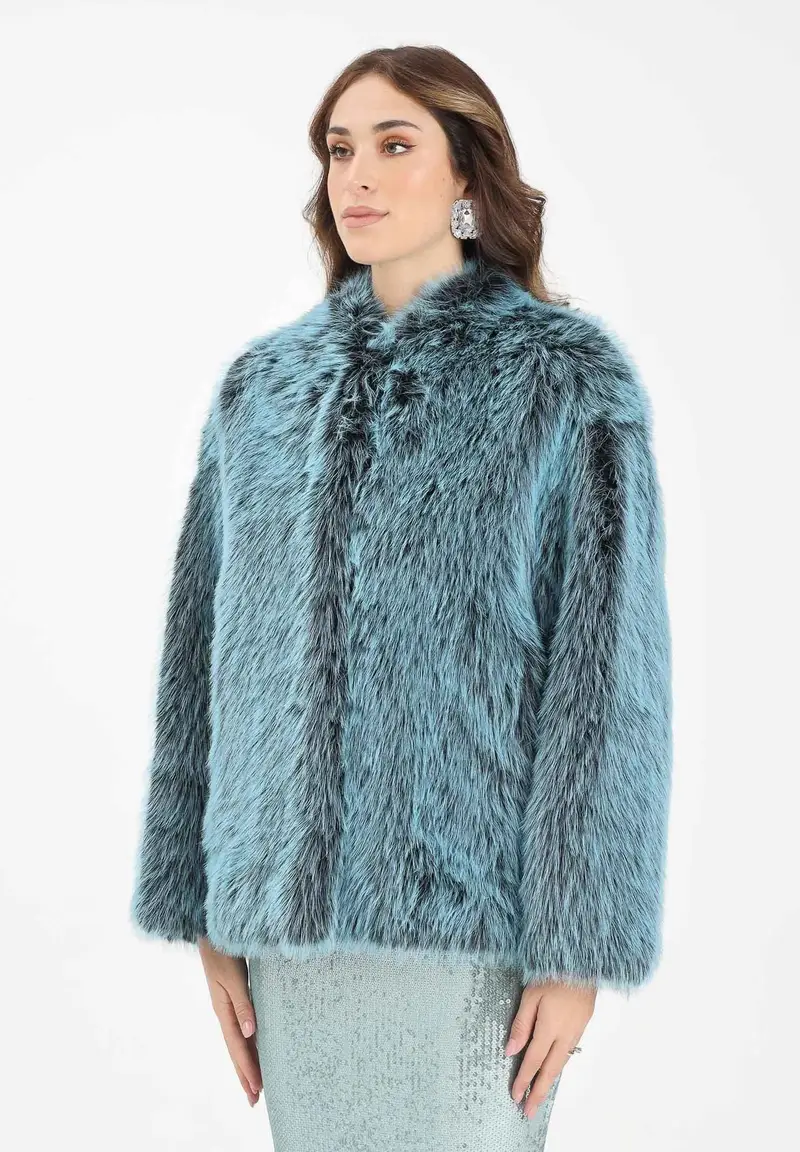 Pelliccia verde acqua da donna