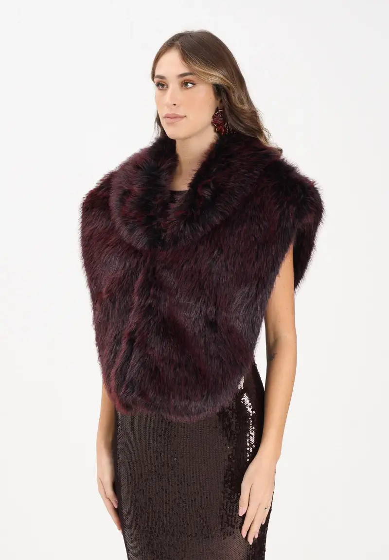 Pellicciotto bordeaux da donna