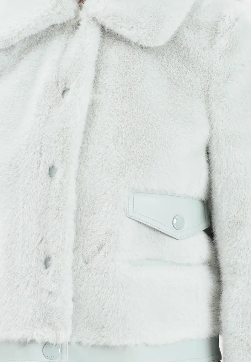 Pellicciotto verde acqua da donna miniatura 3