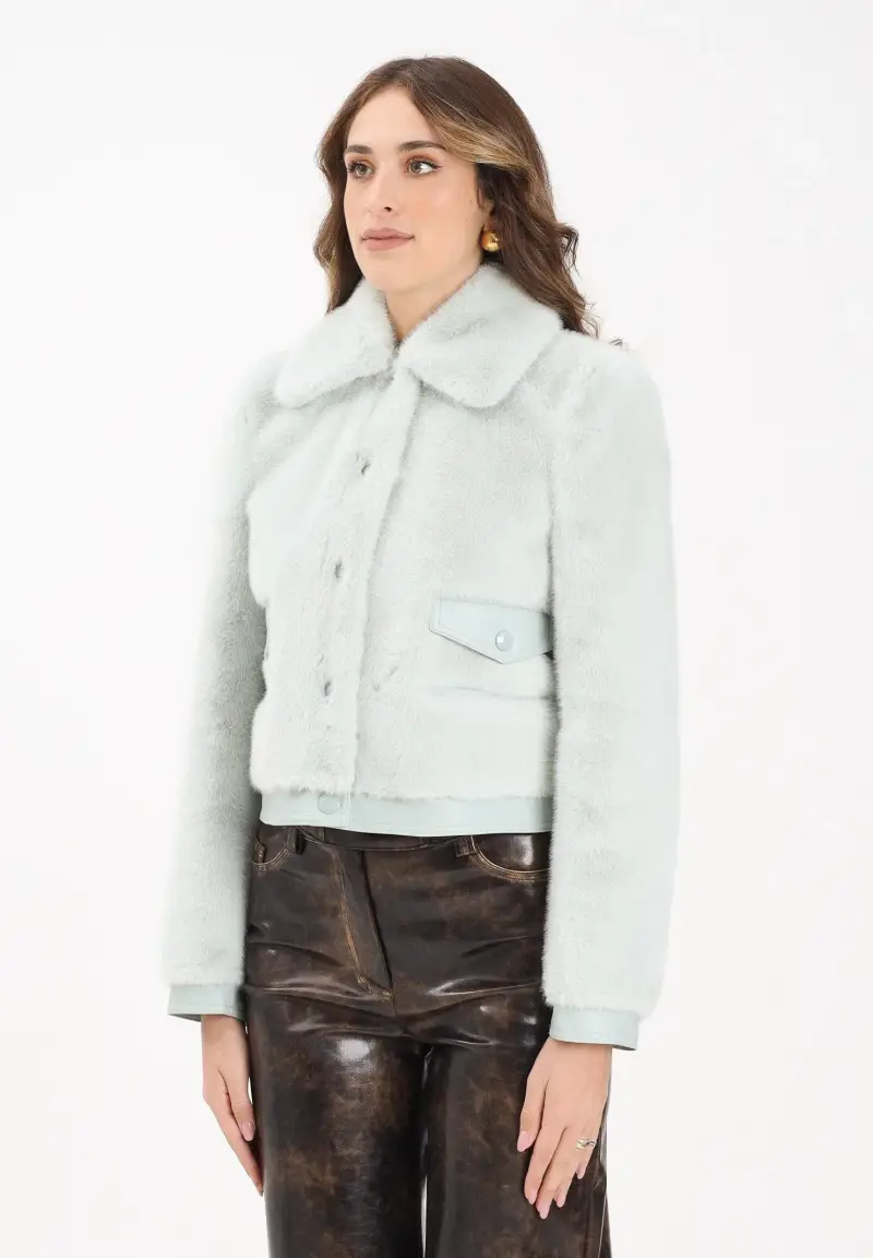 Pellicciotto verde acqua da donna