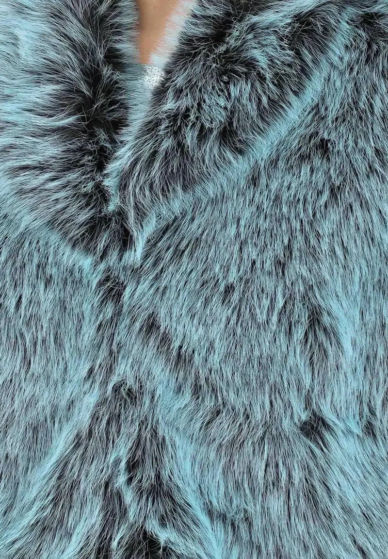 Pellicciotto verde acqua da donna miniatura 3