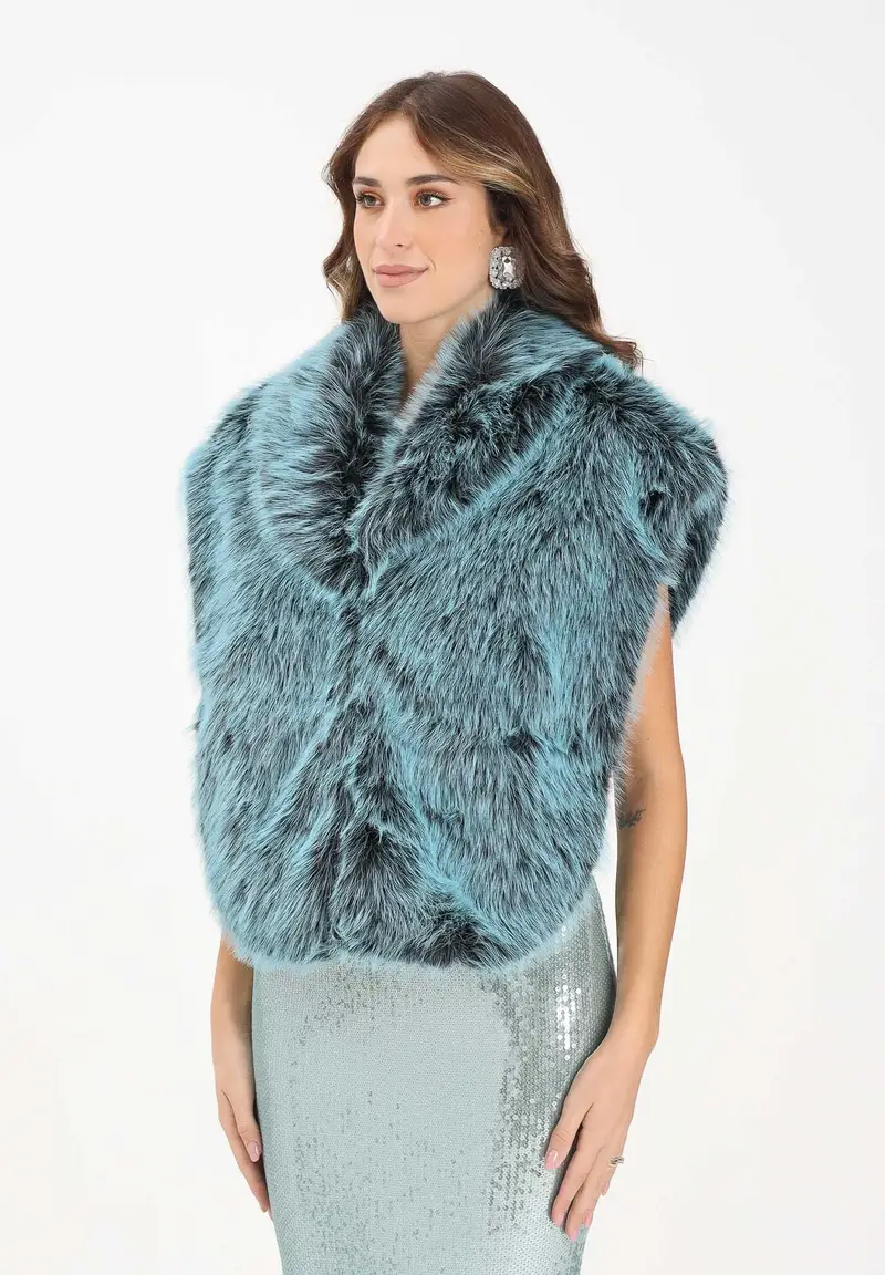 Pellicciotto verde acqua da donna