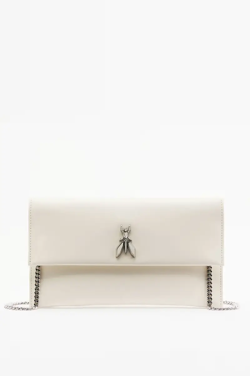 Pochette Fly in pelle con catena Bianco