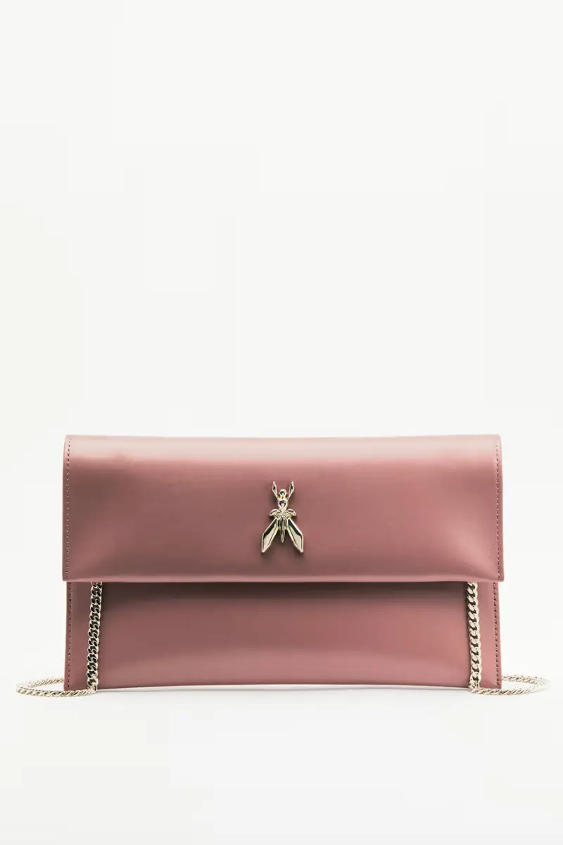 Pochette Fly in pelle con catena Rosa